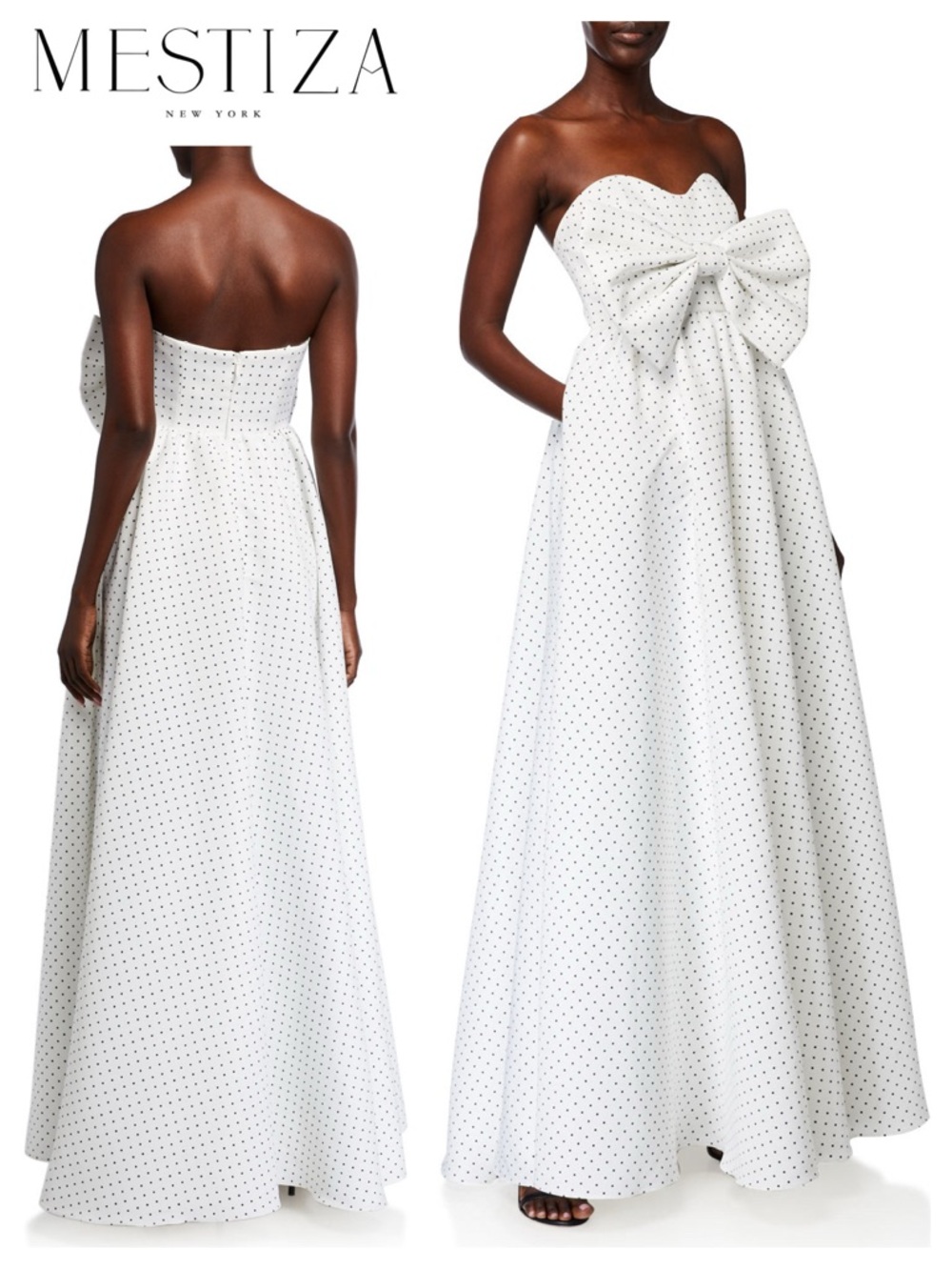 MESTIZA Puff Puff Strapless Gown with Bow